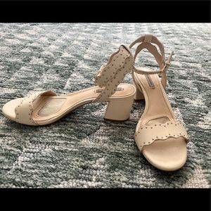 Cream and gold stud low heel sandals